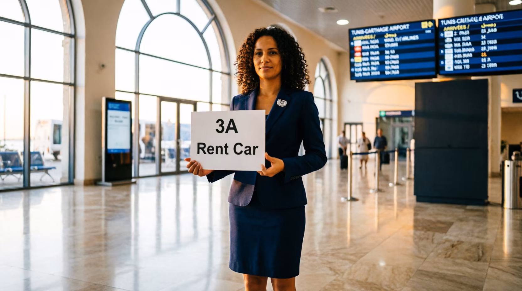 3A Rent Car agent at Tunis-Carthage airport arrivals hall