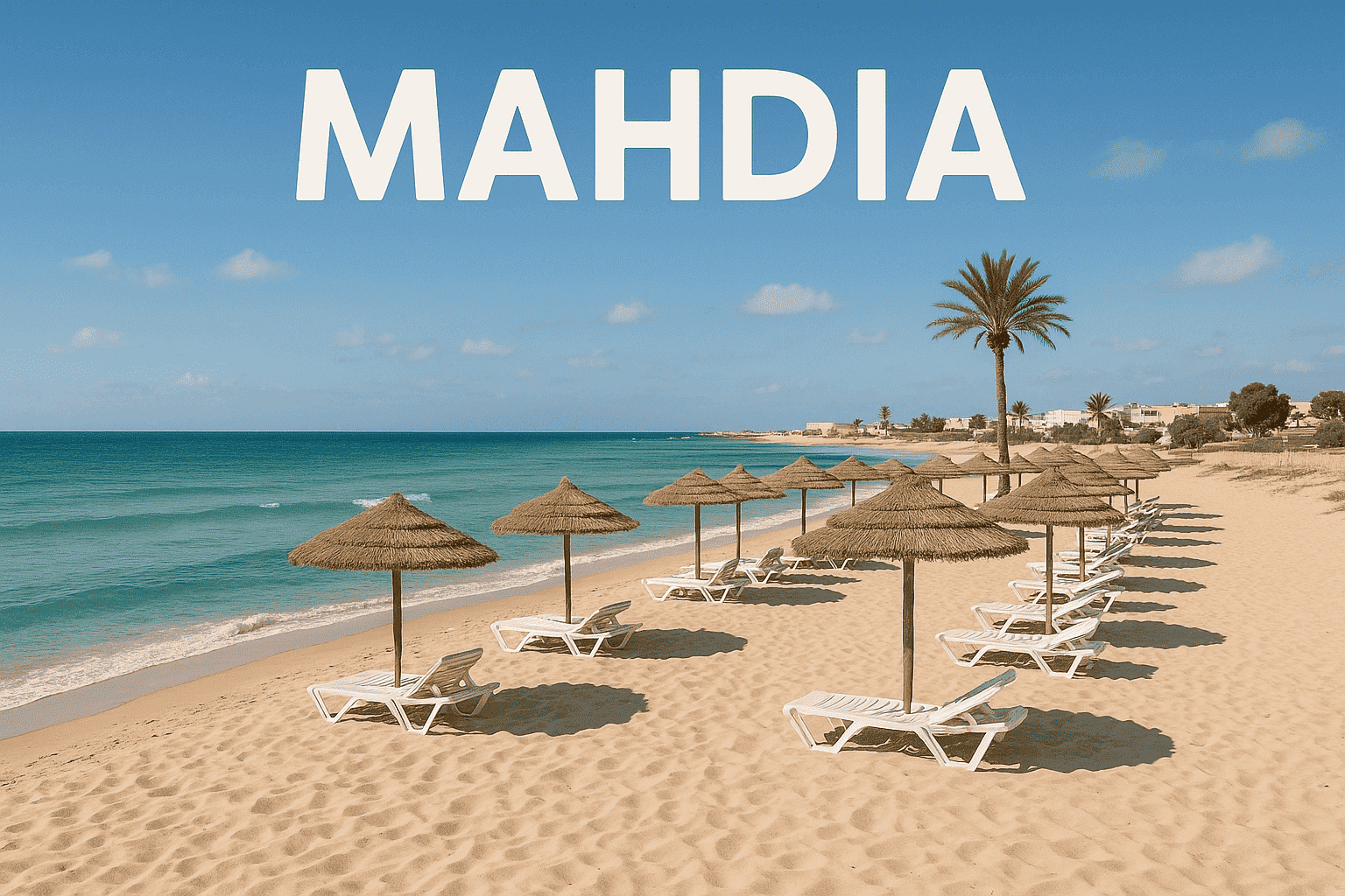 Plage de sable fin à Mahdia, Tunisie